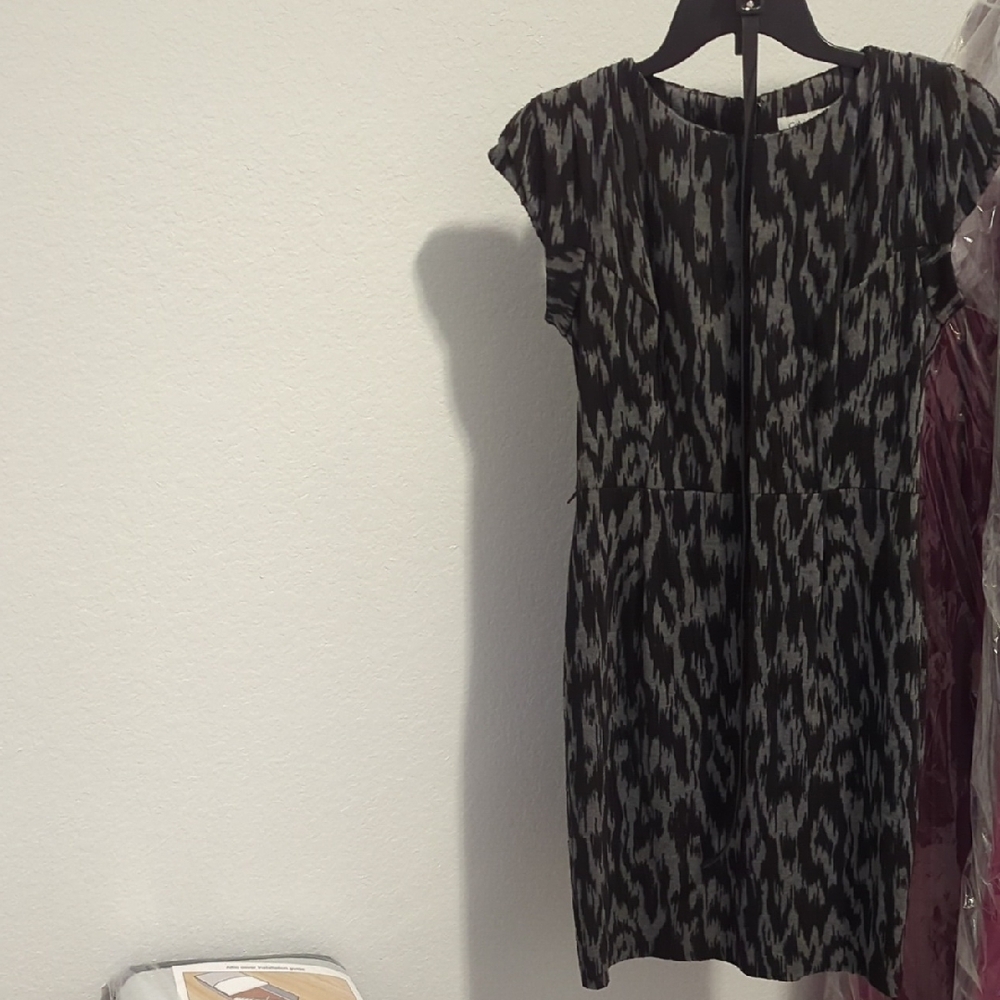 Calvin Klein Collection Black and Gray Sheath Mini Dress